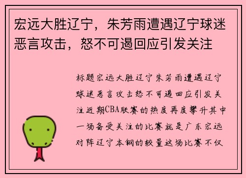 宏远大胜辽宁,朱芳雨遭遇辽宁球迷恶言攻击,怒不可遏回应引发关注